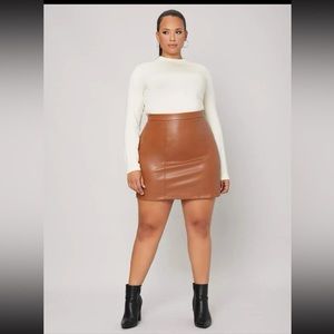 Brown Faux Leather Skirt